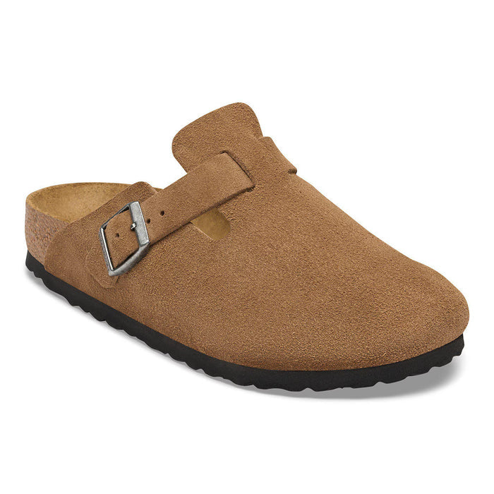 Birkenstock Boston Suede Dark Tea Leather Clog – women's mules/slides
