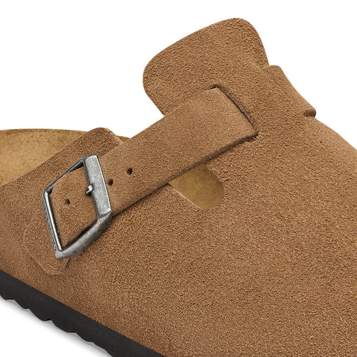 Birkenstock Boston Suede Dark Tea Leather Clog – women's mules/slides