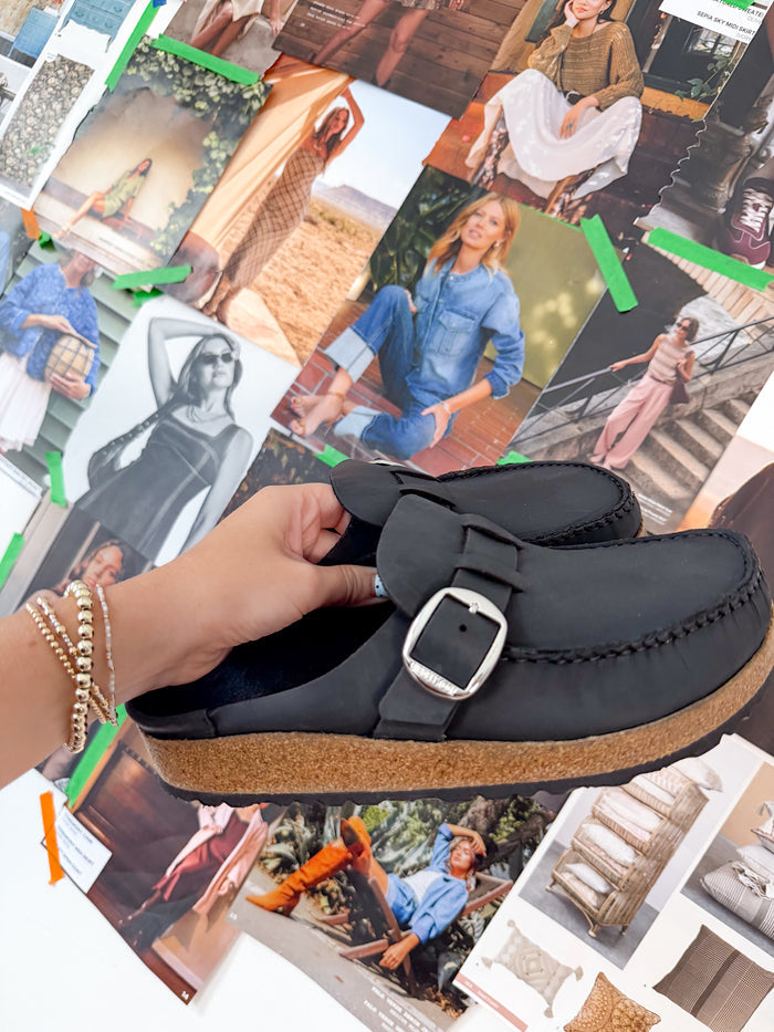 Birkenstock Buckley Oiled Leather Black – women's mules/slides