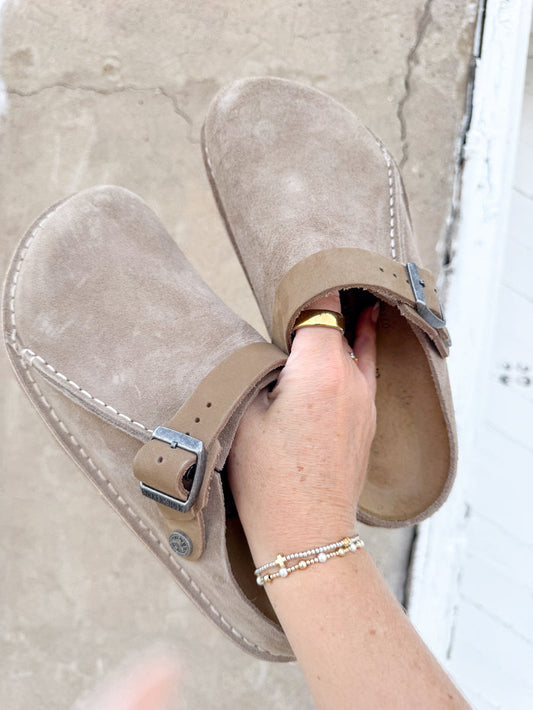 Birkenstock Lutry Premium Suede Grey Taupe – women's mules/slides