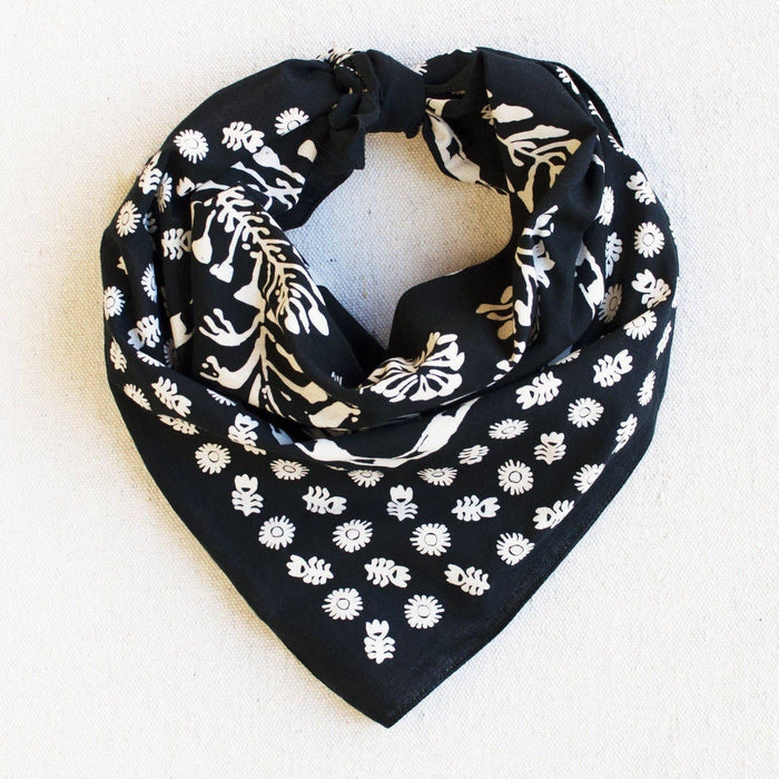 Black Floral Bandana