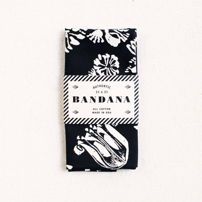 Black Floral Bandana