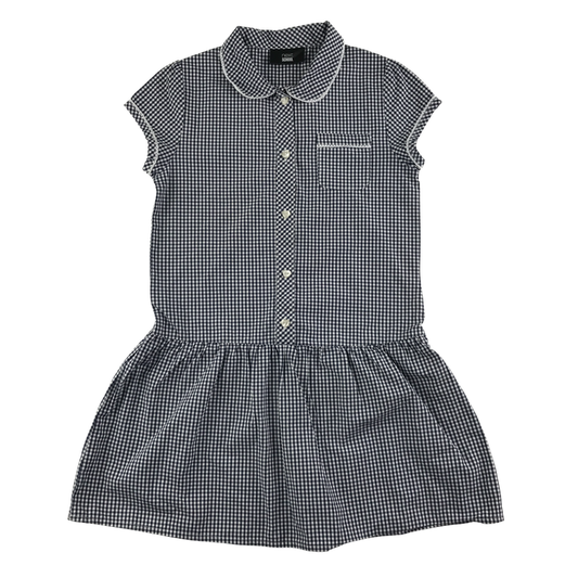 Black gingham drop waist girls school summer dress