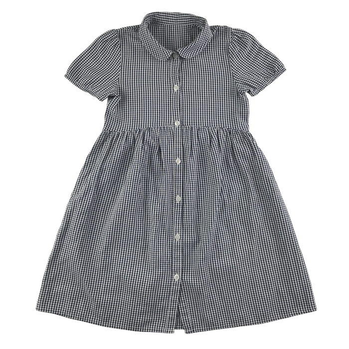 Black gingham with buttons girls school summer dress