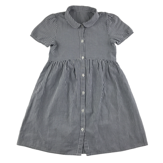 Black gingham with buttons girls school summer dress
