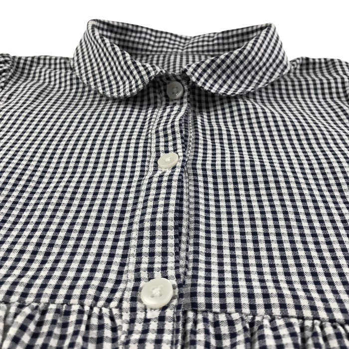 Black gingham with buttons girls school summer dress