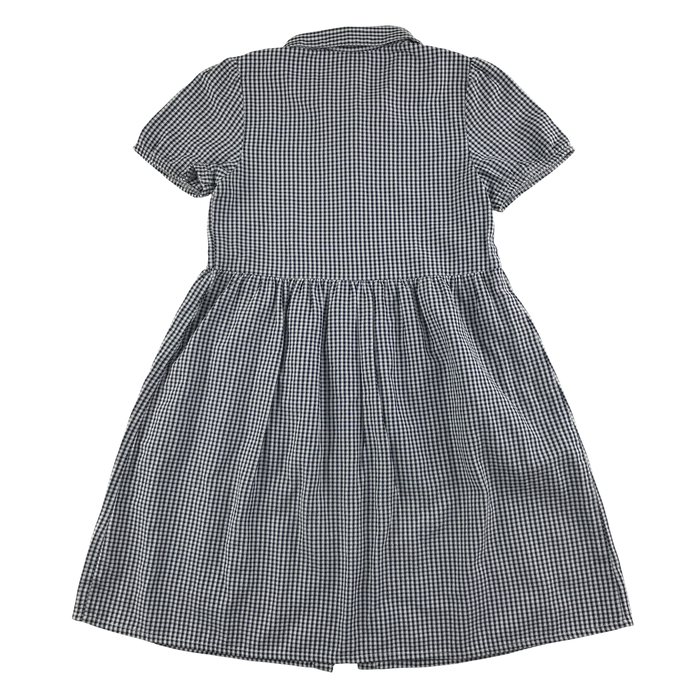 Black gingham with buttons girls school summer dress