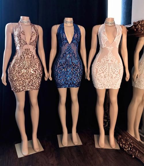 Black Girl Homecoming Dress 2022 V Neck Short Bodycon Backless with Sparkle&Shine