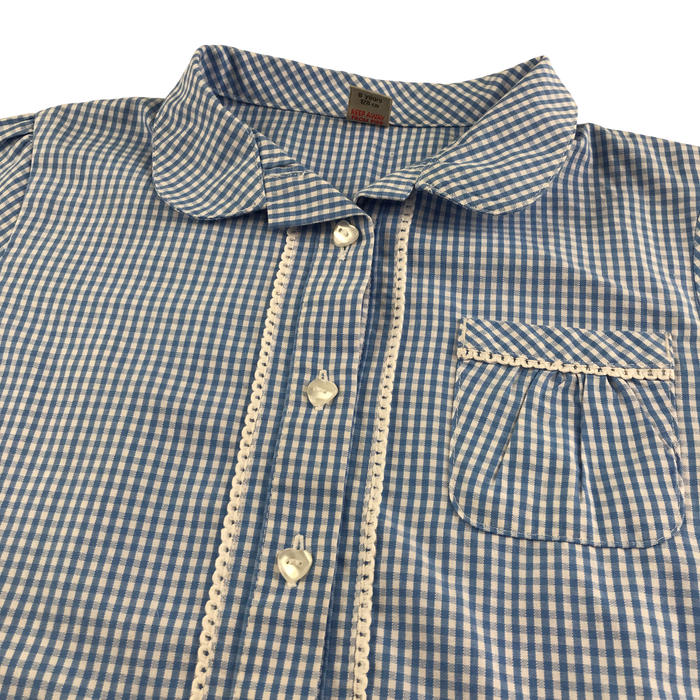Blue gingham with belt girls school summer dress