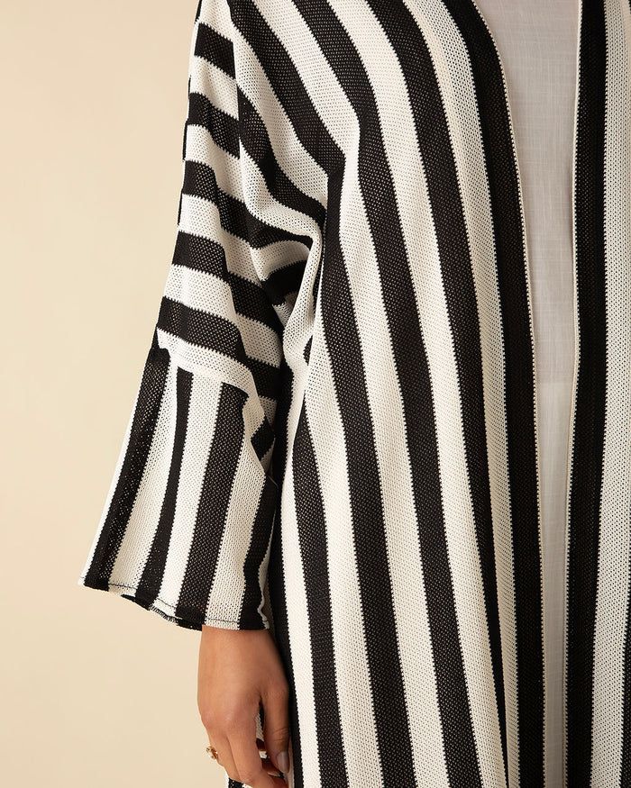 Bold Stripe Crochet Kimono