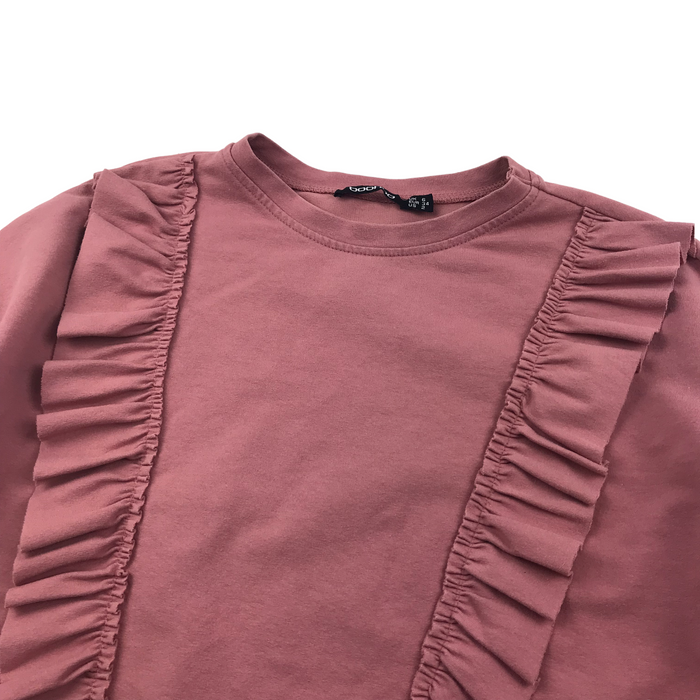 Boohoo women's 6 pink frilled sweater