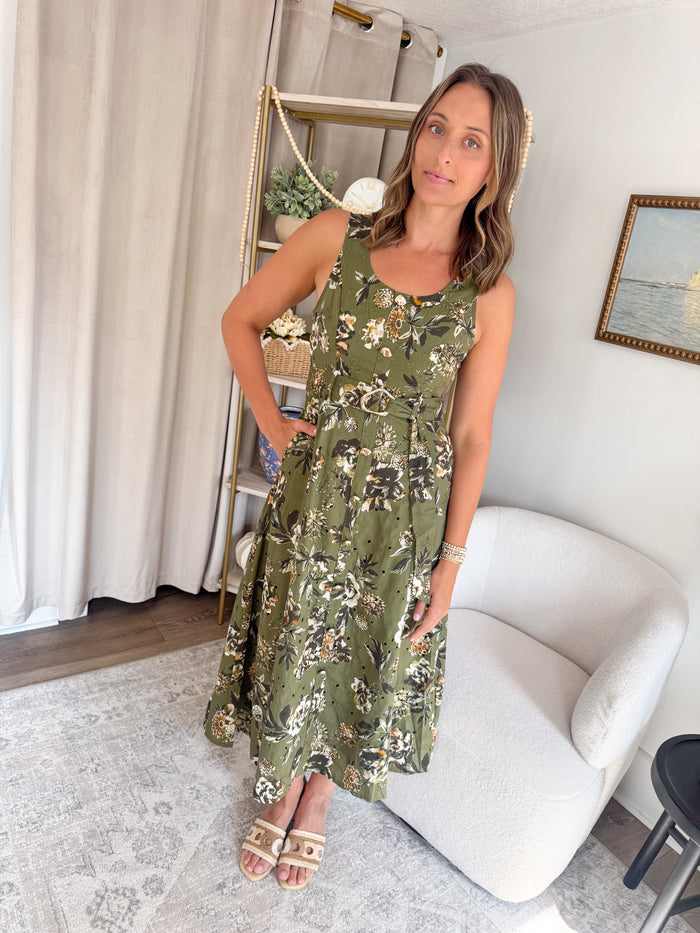 entro Brittany Olive Floral Dress – women's dress