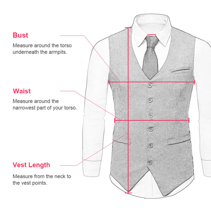Brown Herringbone & Satin Men's Vest Made to Order Wedding Groomsmen Waistcoat 3 Pockets