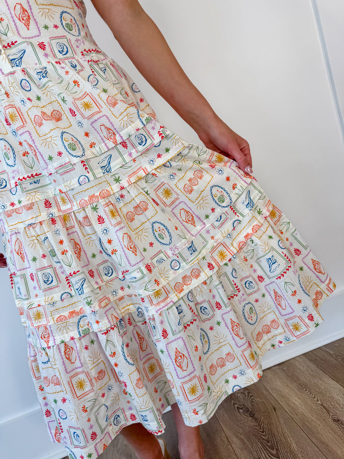 Calypso Print Tie Waist Dress