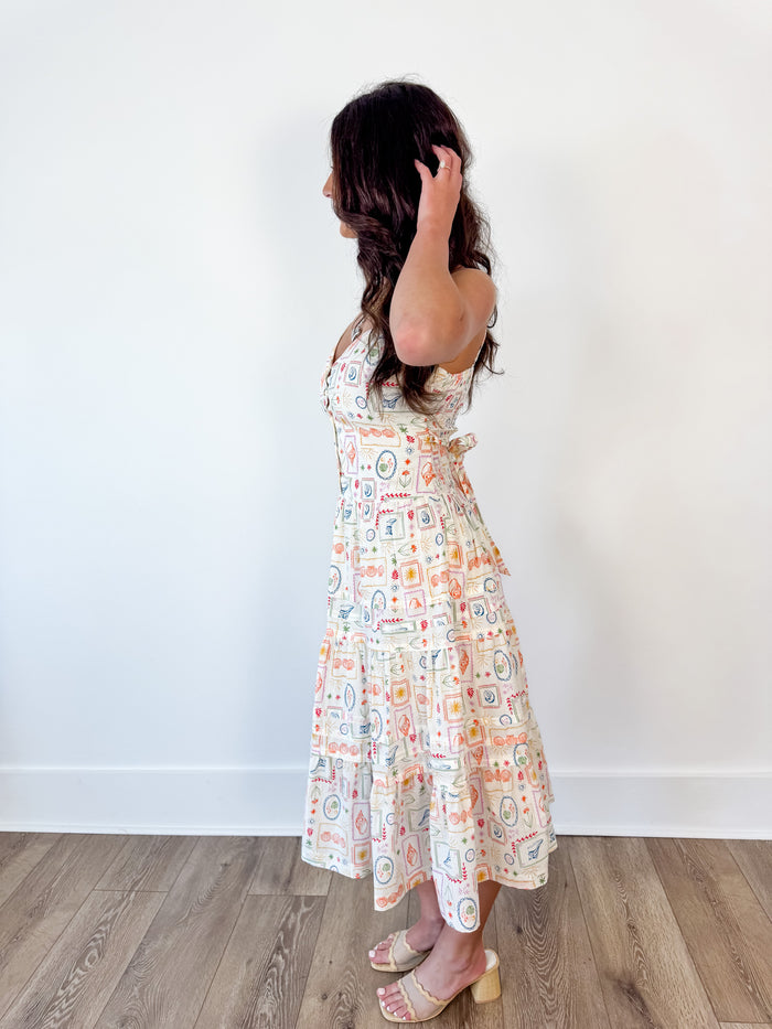 Calypso Print Tie Waist Dress