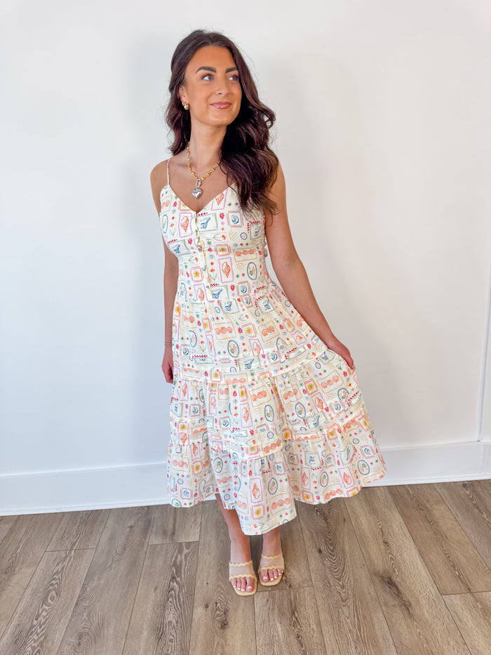 Calypso Print Tie Waist Dress