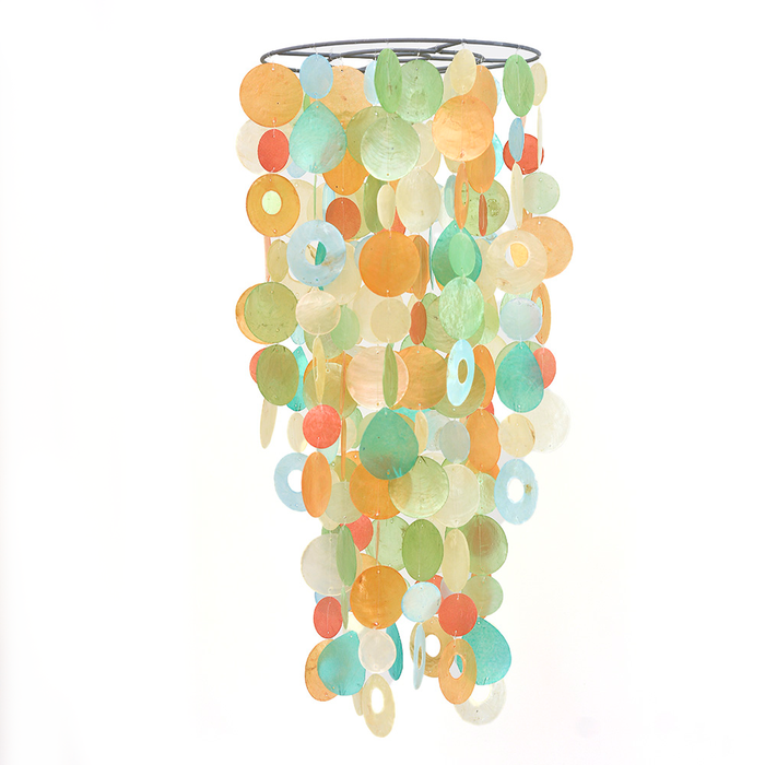 Capiz Chime Chandelier | Tropical Flowers