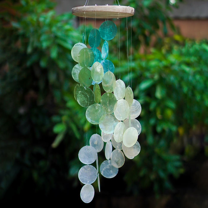 Capiz Chime Spiral Wood Top | Spring Meadow