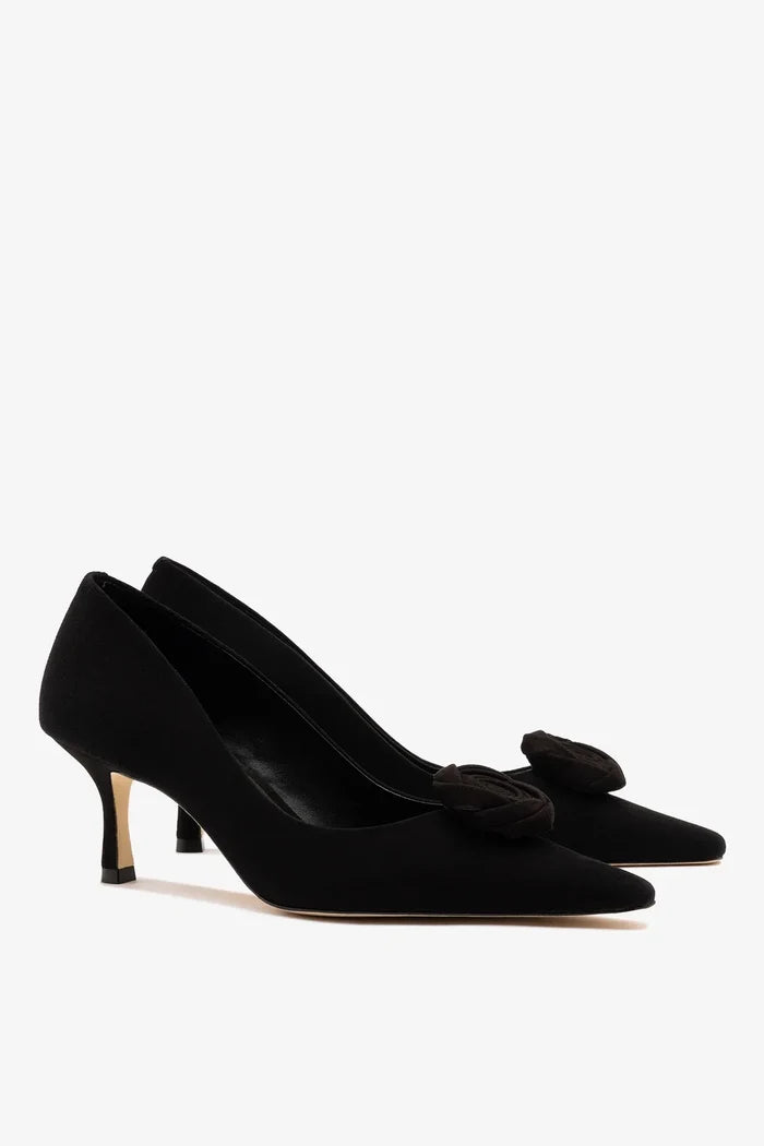 Carine Low Pump Black Leather Pump Larroudé