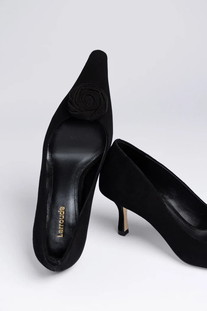 Carine Low Pump Black Leather Pump Larroudé