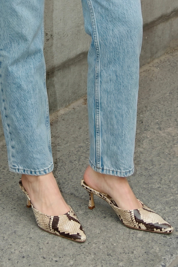 Carine Mule Neutral Snake Leather Mule Larroudé