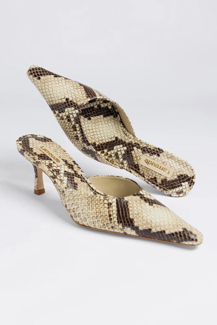 Carine Mule Neutral Snake Leather Mule Larroudé