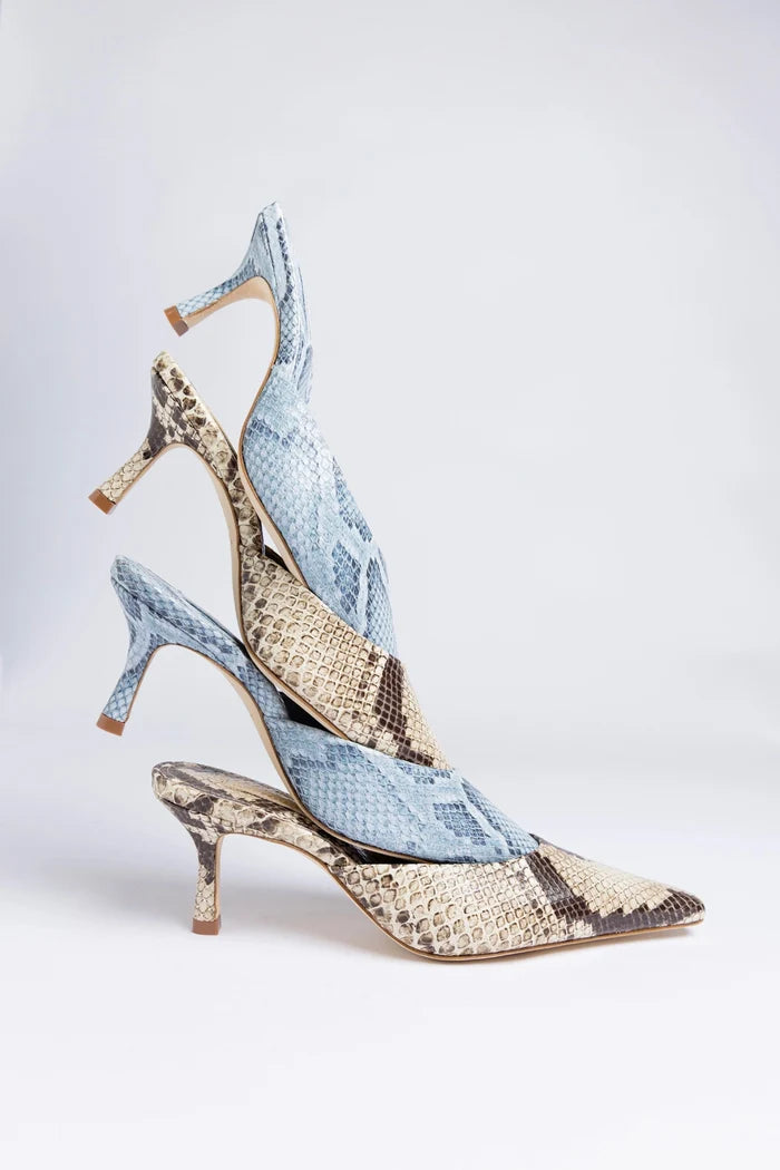 Carine Mule Neutral Snake Leather Mule Larroudé