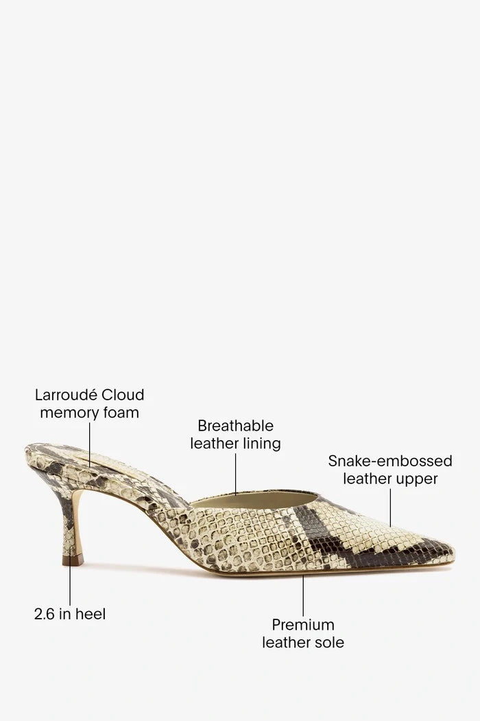 Carine Mule Neutral Snake Leather Mule Larroudé
