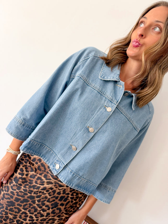 Twentifourth Carmen Denim Button Front Top – women's blouse