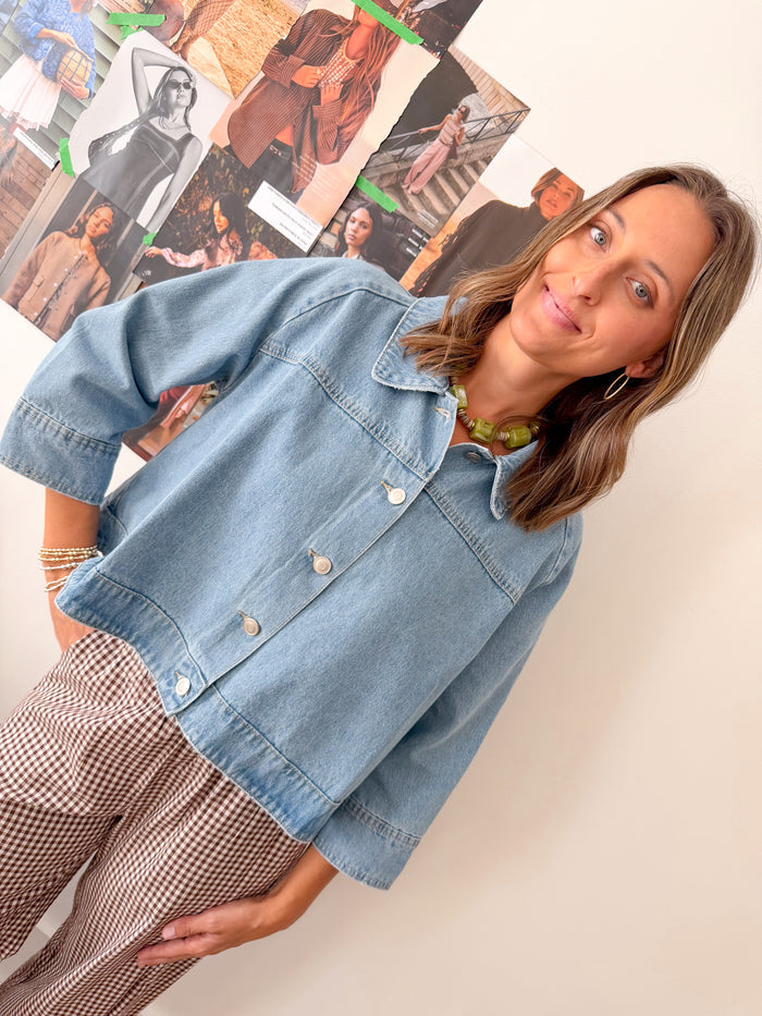 Twentifourth Carmen Denim Button Front Top – women's blouse