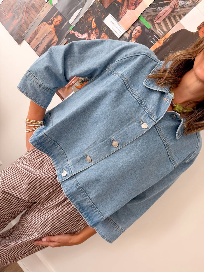 Twentifourth Carmen Denim Button Front Top – women's blouse