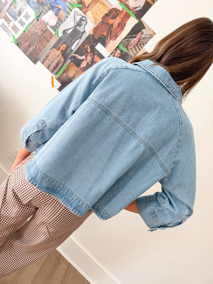 Twentifourth Carmen Denim Button Front Top – women's blouse