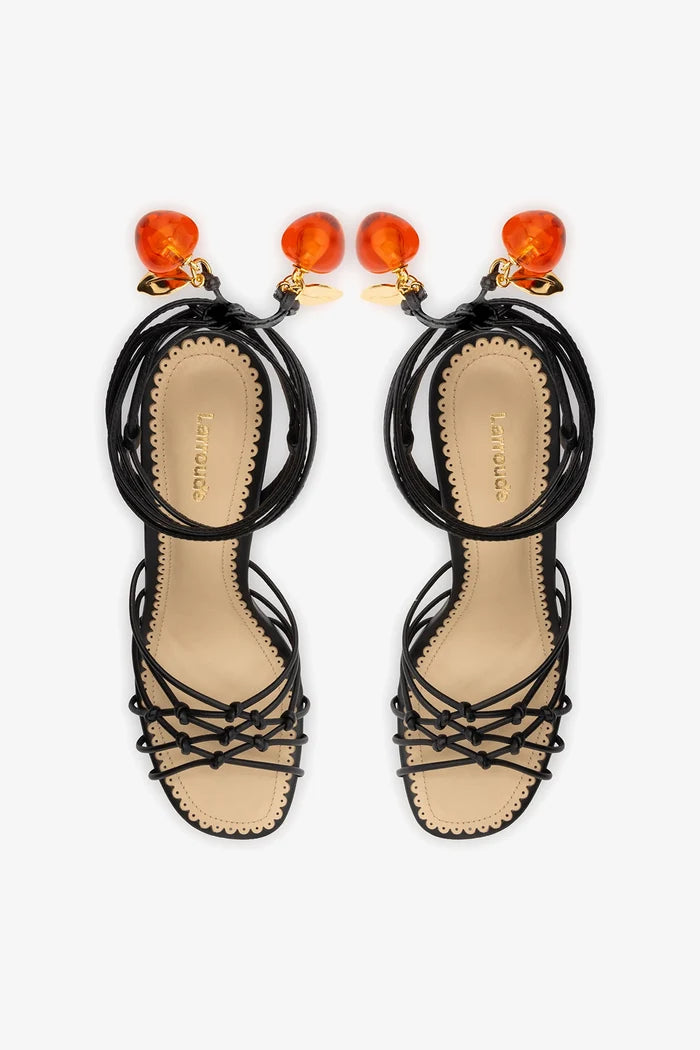 Carmen Sandal Black Leather Sandal Larroudé