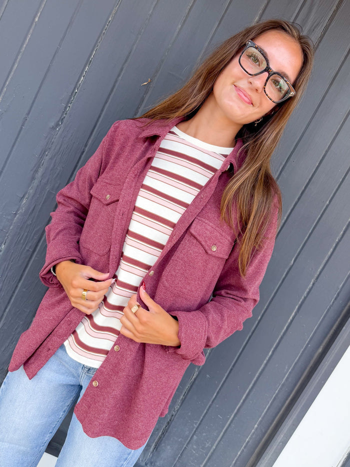 Thread & Supply Cassian Button Up - Deep Ruby – women's jacket