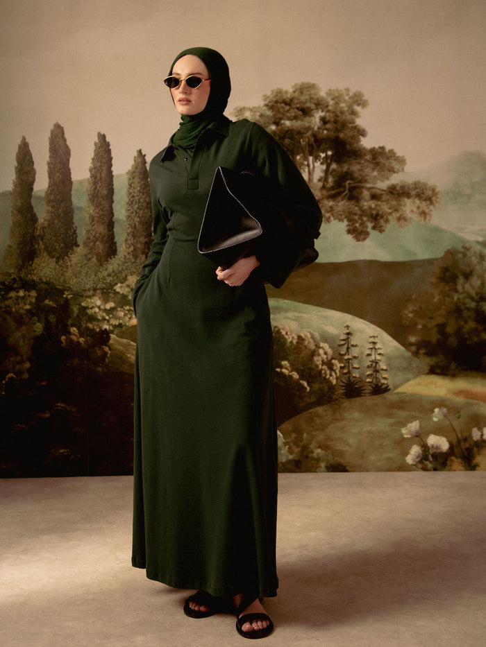 Castello Dress Dark Green