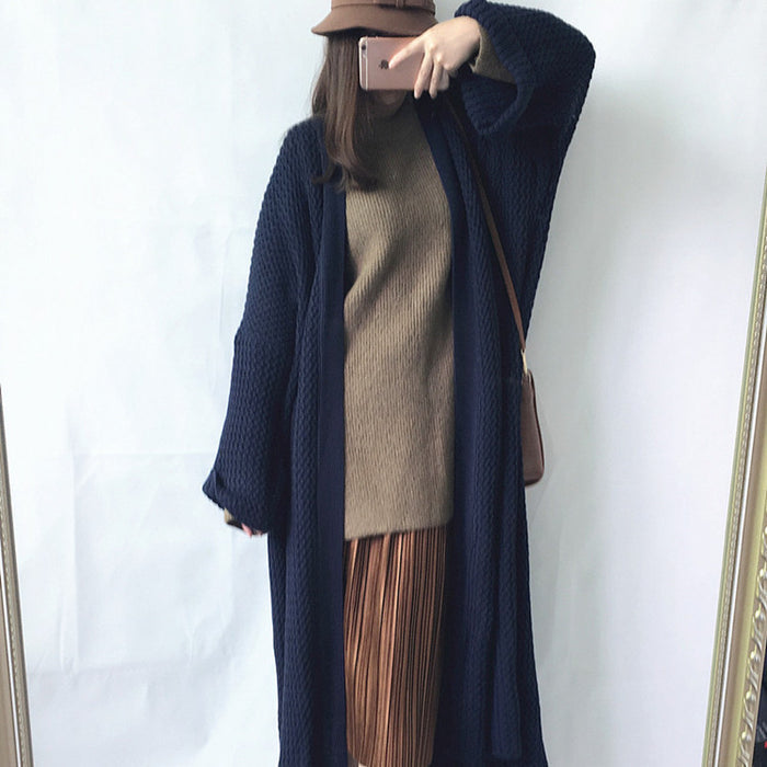 Casual Oversized Knit Cardigan - Korean Style Sweater Coat