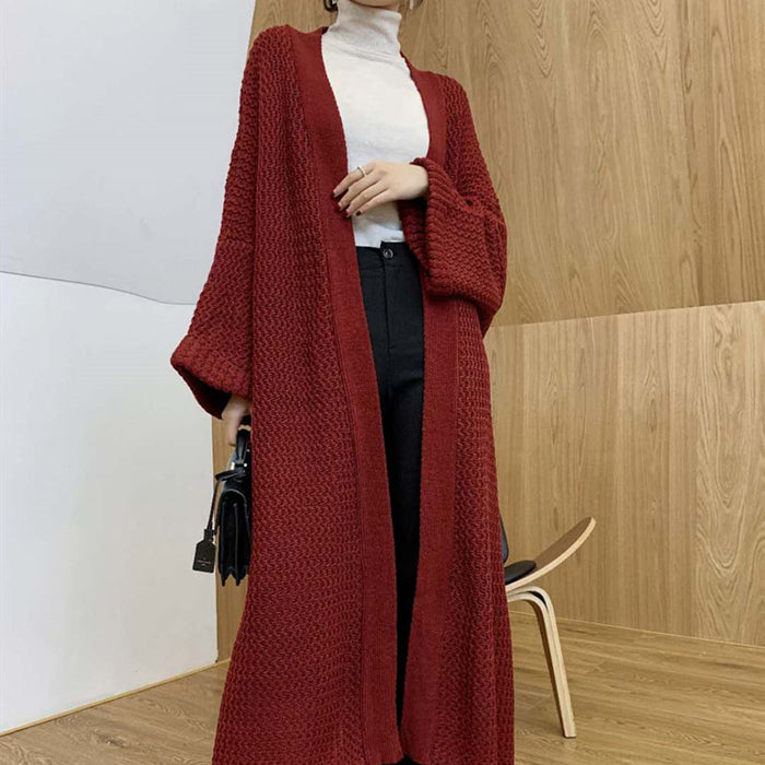 Casual Oversized Knit Cardigan - Korean Style Sweater Coat