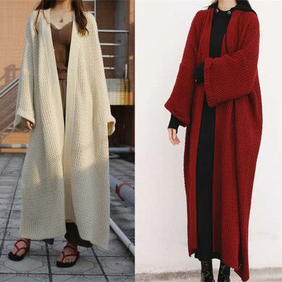 Casual Oversized Knit Cardigan - Korean Style Sweater Coat