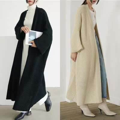 Casual Oversized Knit Cardigan - Korean Style Sweater Coat