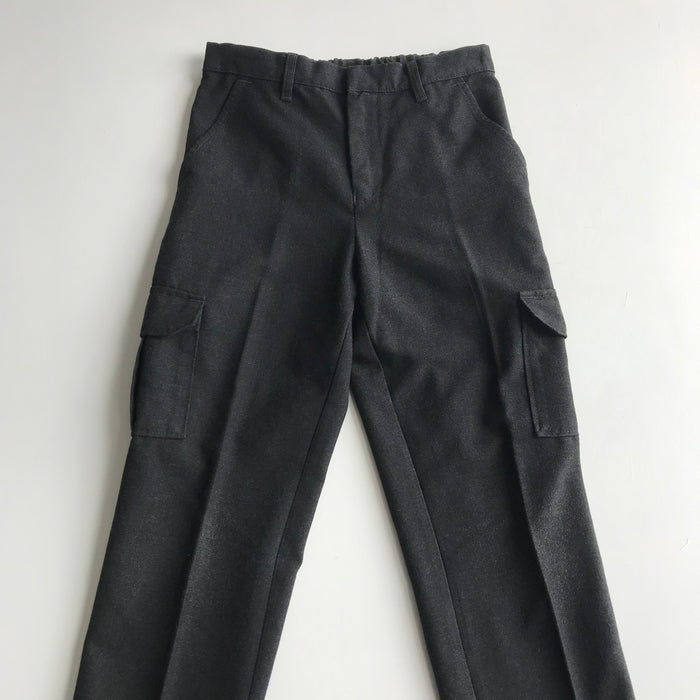 Charcoal boys cargo style adjustable waist school trousers