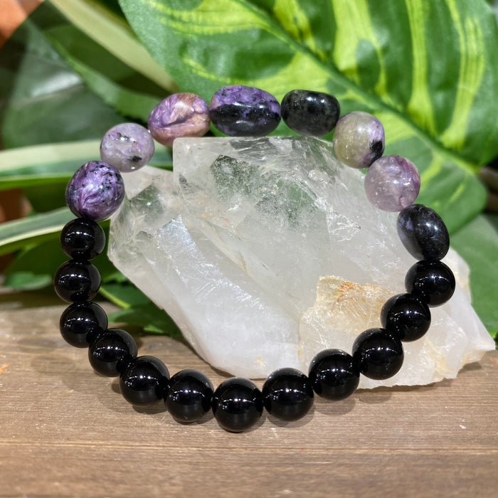 Charoite and Onyx Bracelet