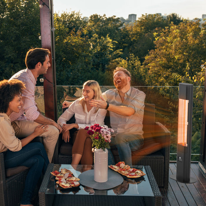 Chauffage électrique de terrasse 1500W avec télécommande, 5 niveaux de puissance, minuterie 24h