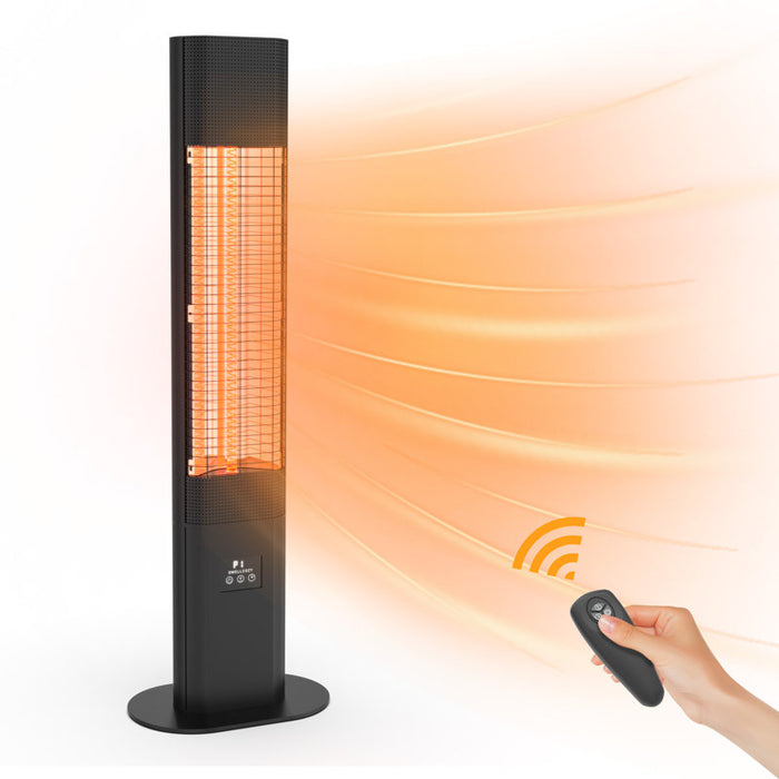 Chauffage électrique de terrasse 1500W avec télécommande, 5 niveaux de puissance, minuterie 24h