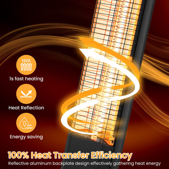 Chauffage électrique de terrasse 1500W avec télécommande, 5 niveaux de puissance, minuterie 24h