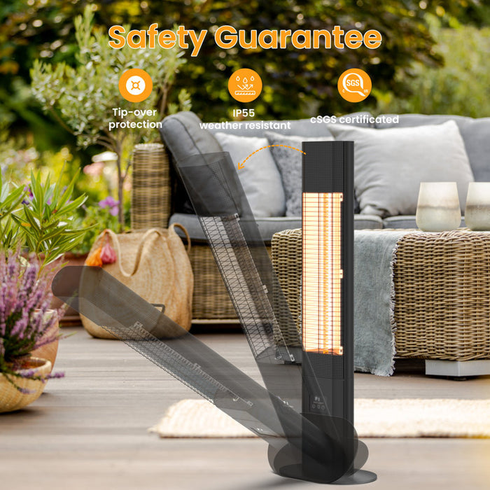 Chauffage électrique de terrasse 1500W avec télécommande, 5 niveaux de puissance, minuterie 24h
