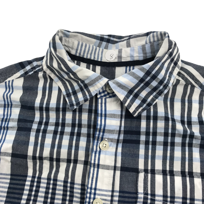 Cherokee 8 years blue and white checked short sleeve shirt
