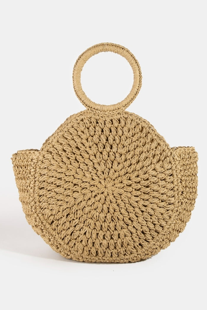 Circle Handle Straw Bag