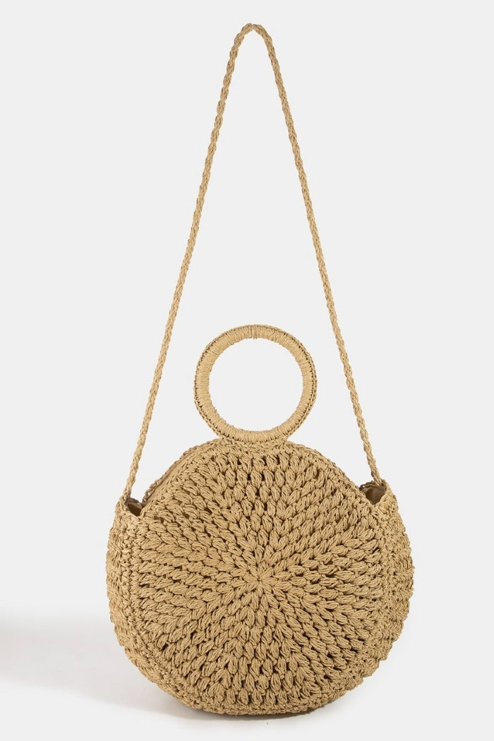 Circle Handle Straw Bag