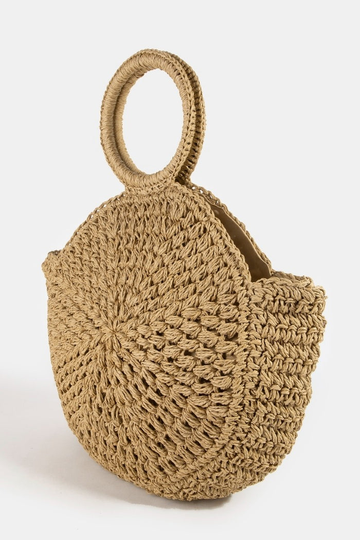 Circle Handle Straw Bag