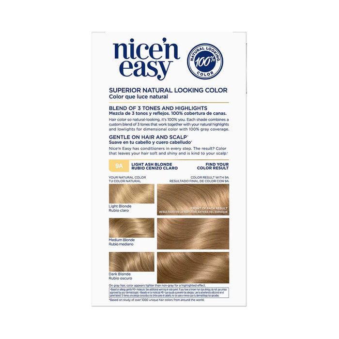 Clairol Nice'n Easy Crème Permanent Hair Color Kit, 9A Light Ash Blonde - 12 Pack